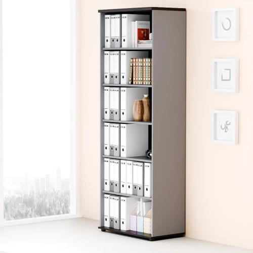 Aranżacja - Regał biurowy MP 680 | Premium, korpus antracyt, fronty wenge