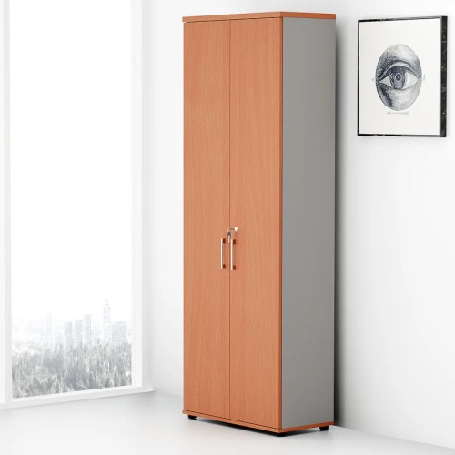 Aranżacja - Tania szafa biurowa zamykana na klucz 6OH - MBS 686| Em-Box, korpus popiel, fronty buk