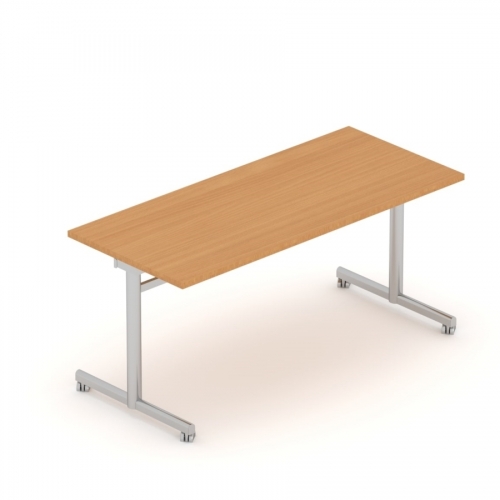Stół do biura i sali konferencyjnej, 160x70 cm, prostokątny, mobilny, buk/metalik | MBPST 16 M