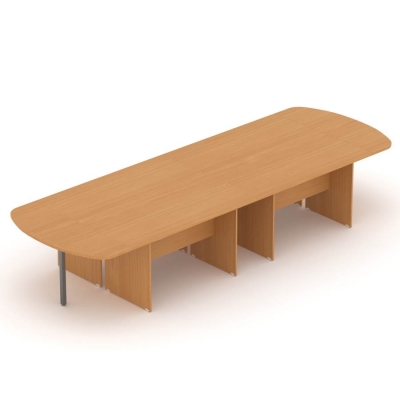 Stół do sali konferencyjnej, 400x140 cm, owalny, z przystawką, kolor buk | MBK Z1